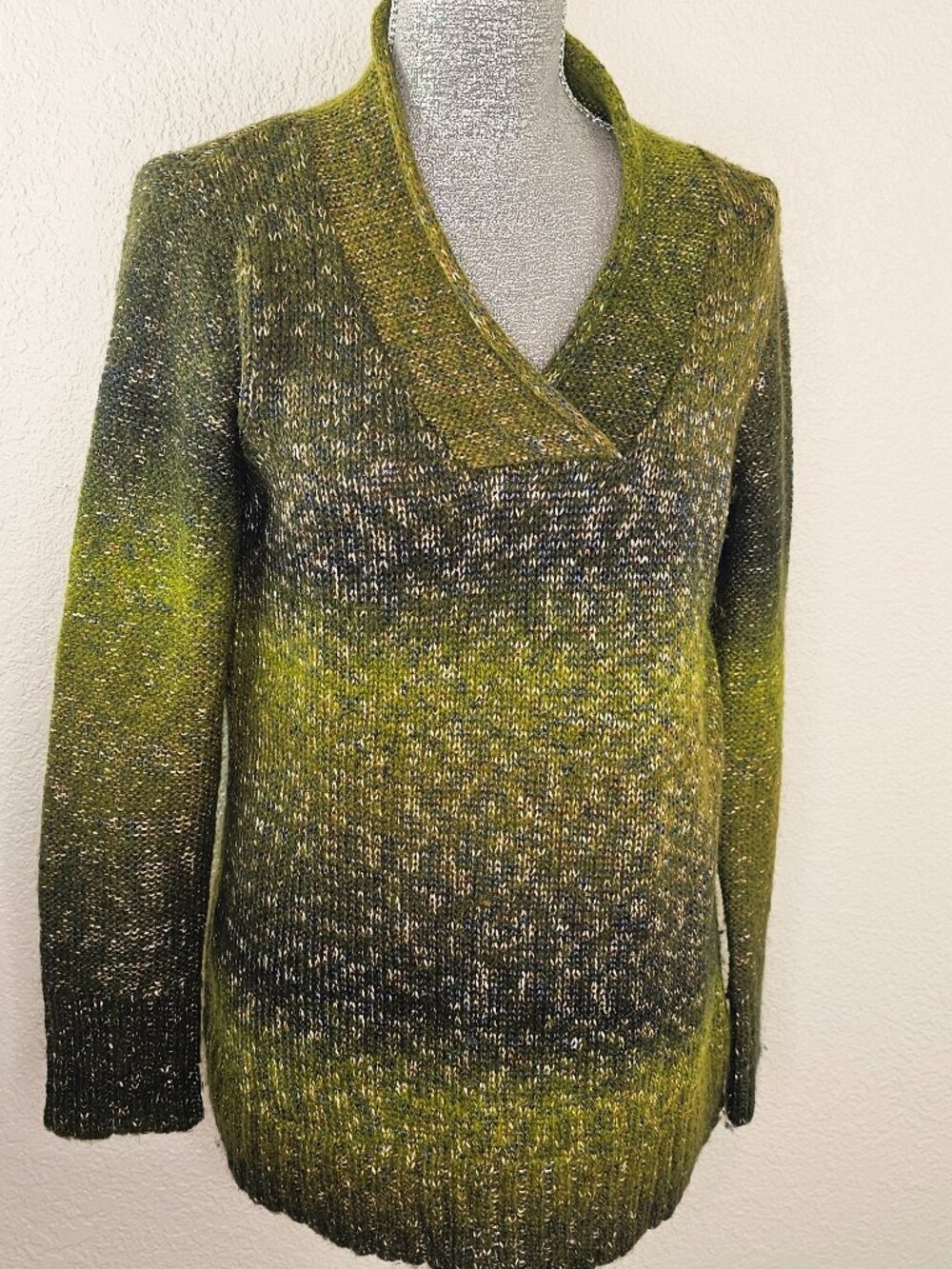 Coldwater Creek Green Ombré Wool Blend Sweater Size Large